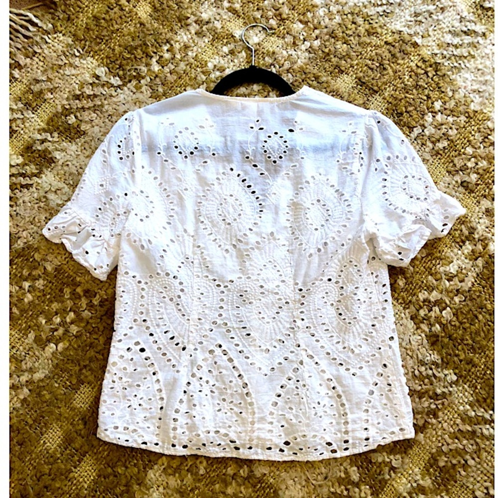 Eyelet Button Down Blouse - Picture 3 of 12